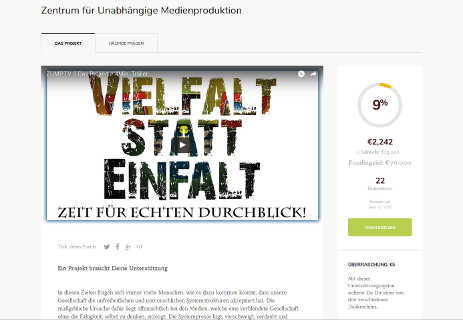 Crowdfunding-Webseite für ZUMP.TV